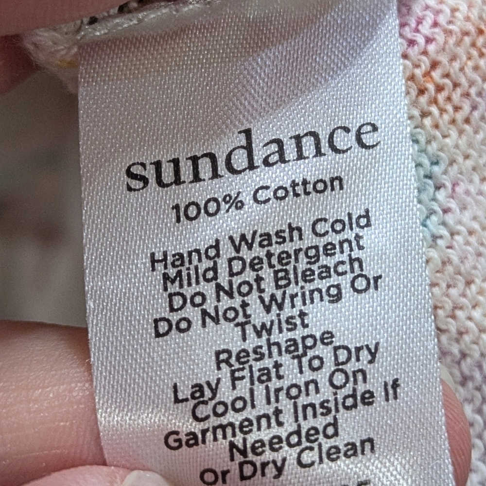 Sundance Pink Yellow Floral Lightweight Cotton V Neck Sweater M - Picture 8 of 9